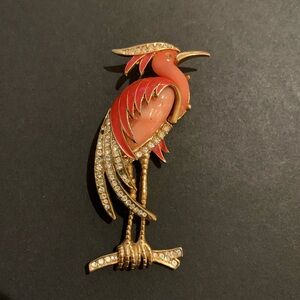 FUN Vintage Pink and Gold Flamingo Brooch